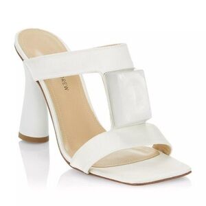 Paul Andrew Cube Satin Block Heels, White, sz 39